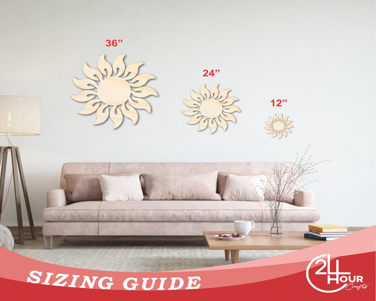 Unfinished Wood Radiant Sun Silhouette | Summer | Celestial | Craft Cutout | up to 46"