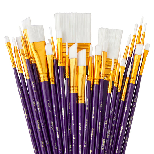 Studio Mixed Media White Nylon Brush Set - 30 pc