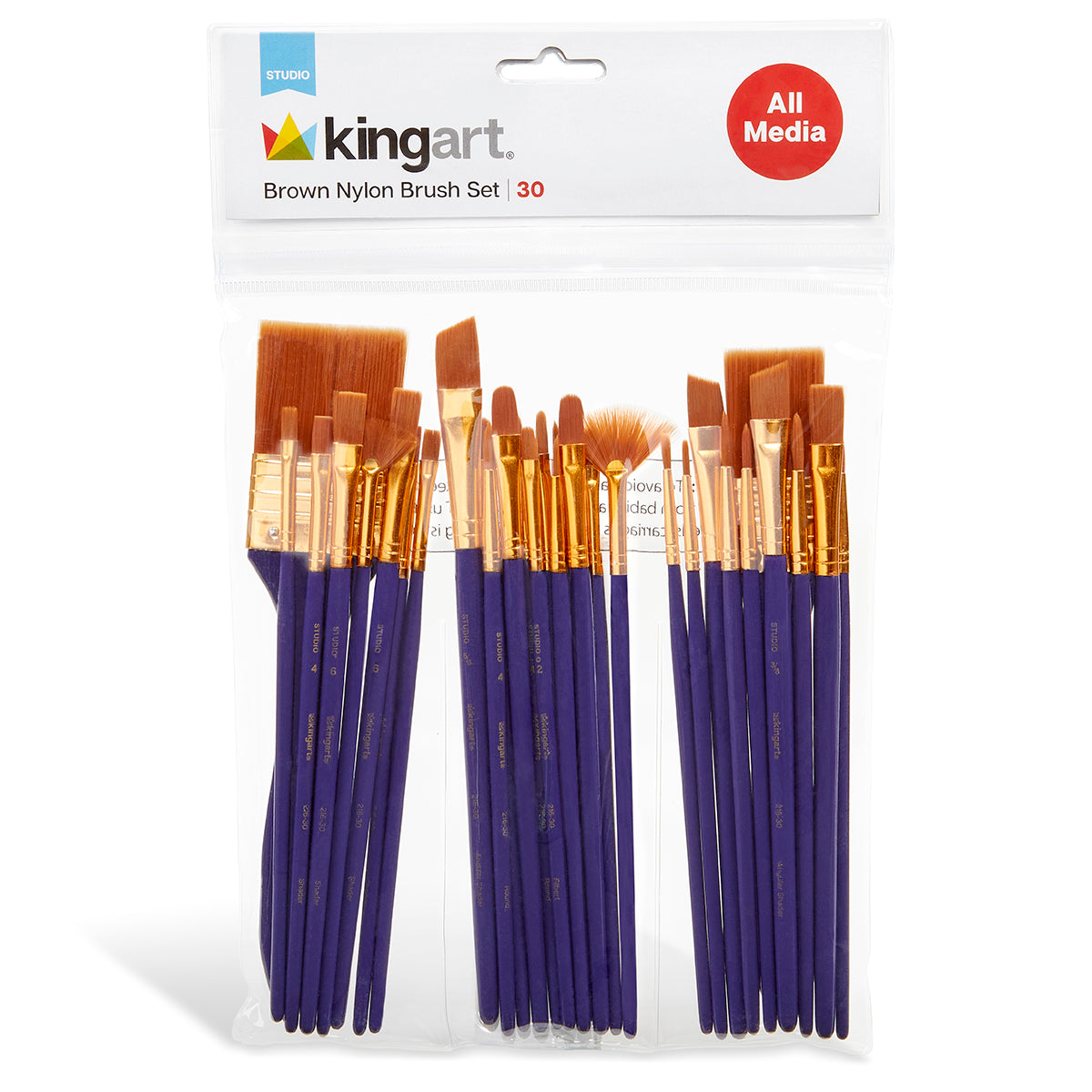 Studio Mixed Media Gold Nylon Brush Set - 30 pc