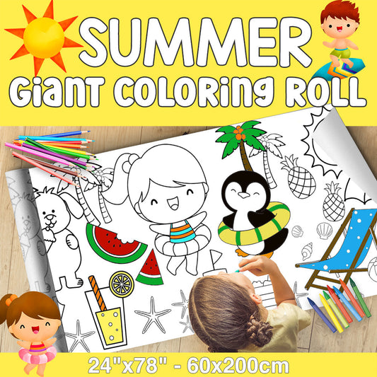 GIANT Coloring Paper Activity Roll for Kids, 24"x100", Summer