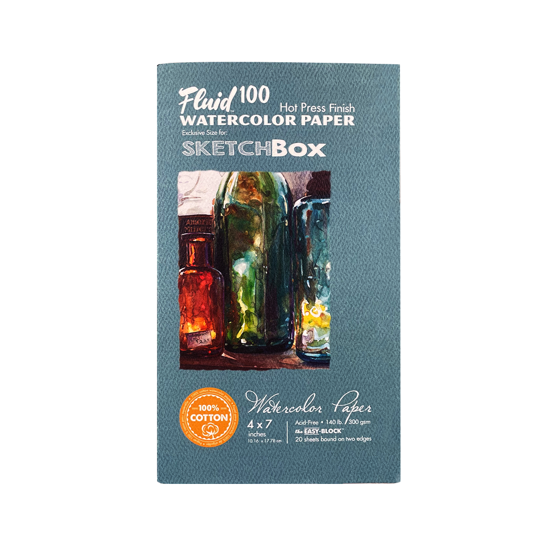 Fluid 100 Cotton Hot Press 4x7-20 sheets SketchBox Exclusive