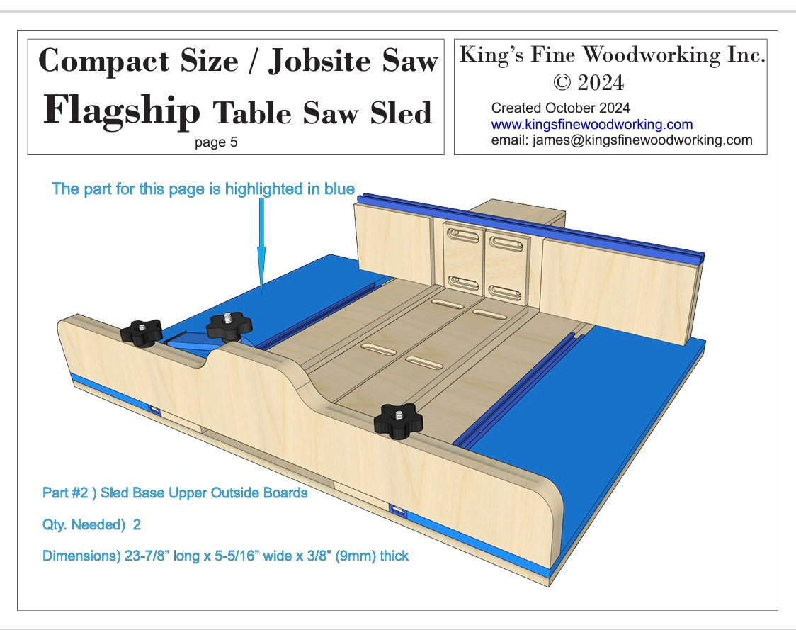 Base Upper Outside Set for Compact Flagship Table Saw Sled