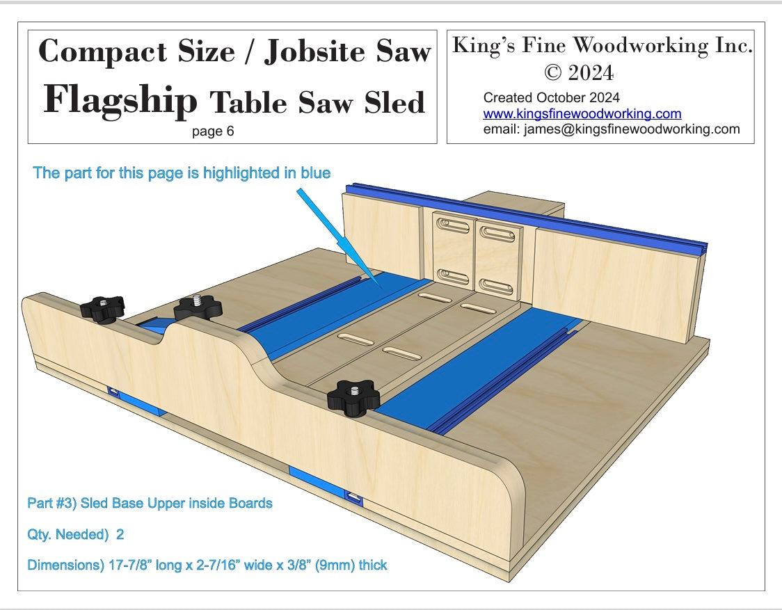 Base Upper Inside Set for Compact Size Flagship Table Saw Sled